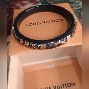 Louis Vuitton Bangle Incusion NVY BLUE W/Gold Excellent Condition W/Box& Card